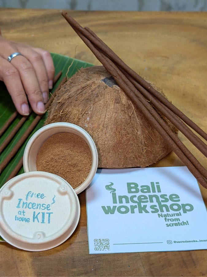 Free take-home incense kit with handmade sticks and instructions